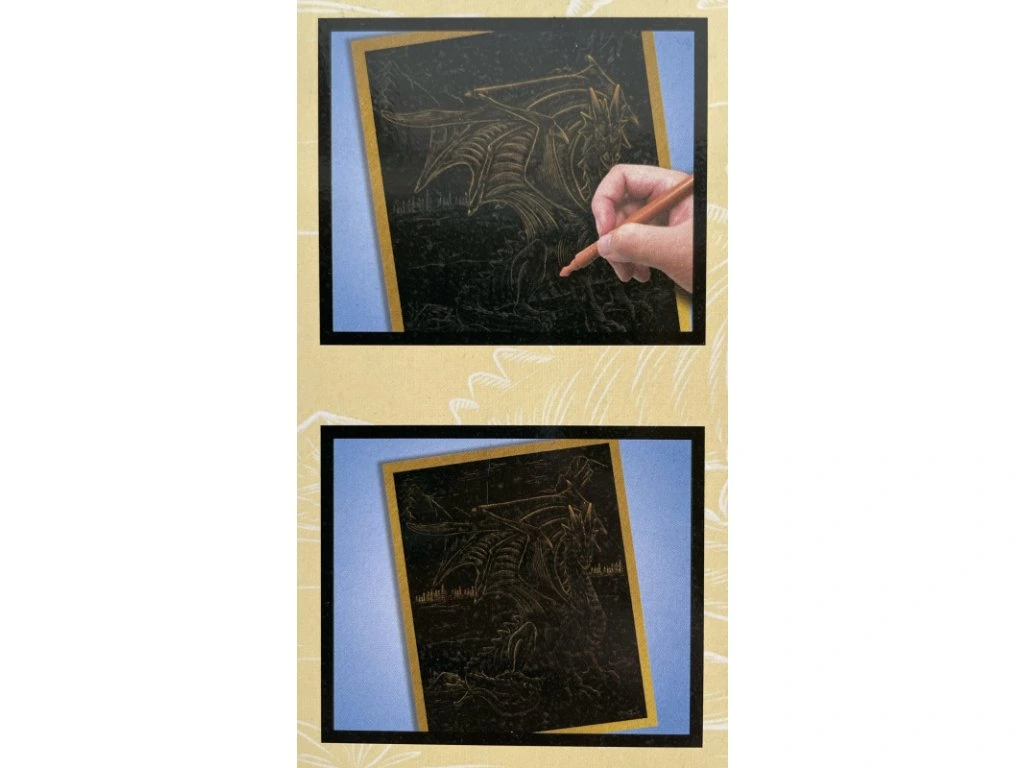 Škrabací obrázek zlatý - Drak 2