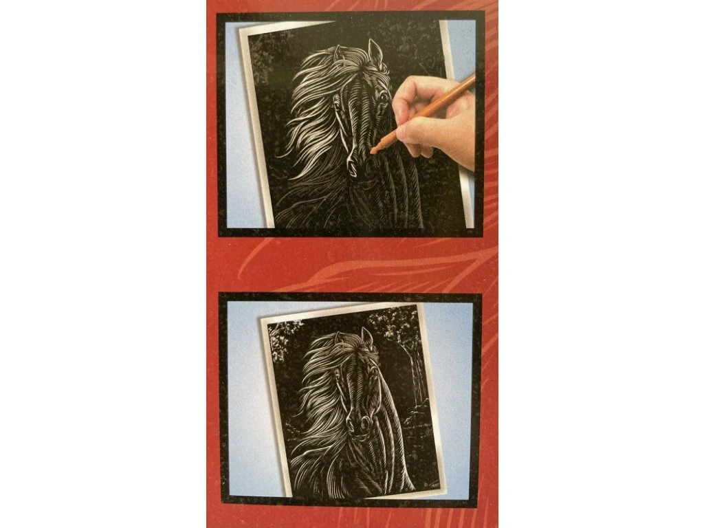 Škrabací obrázek stříbrný - Koňská hlava