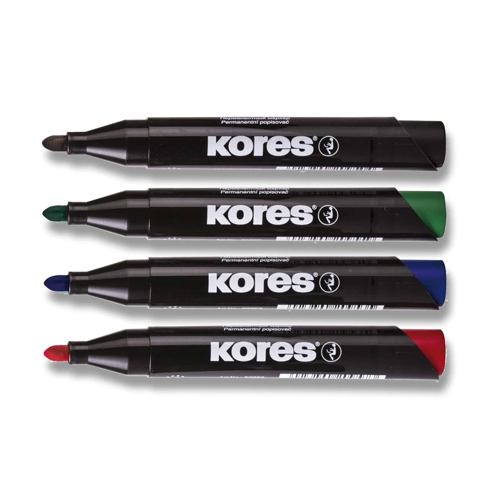 Permanentní popisovač Kores K-Marker - sada 4 barev