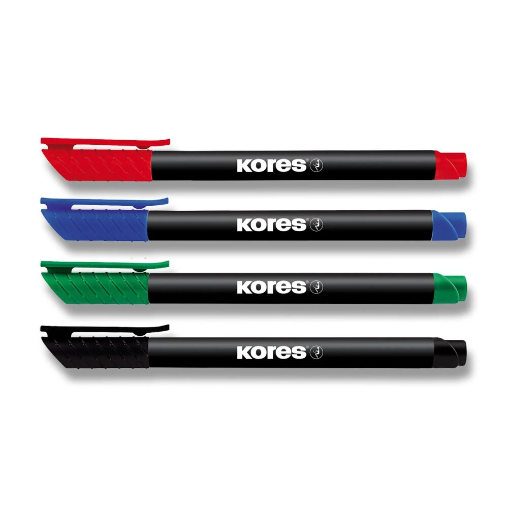Permanentní popisovač Kores K-Marker - sada 4 barev, tenký hrot M