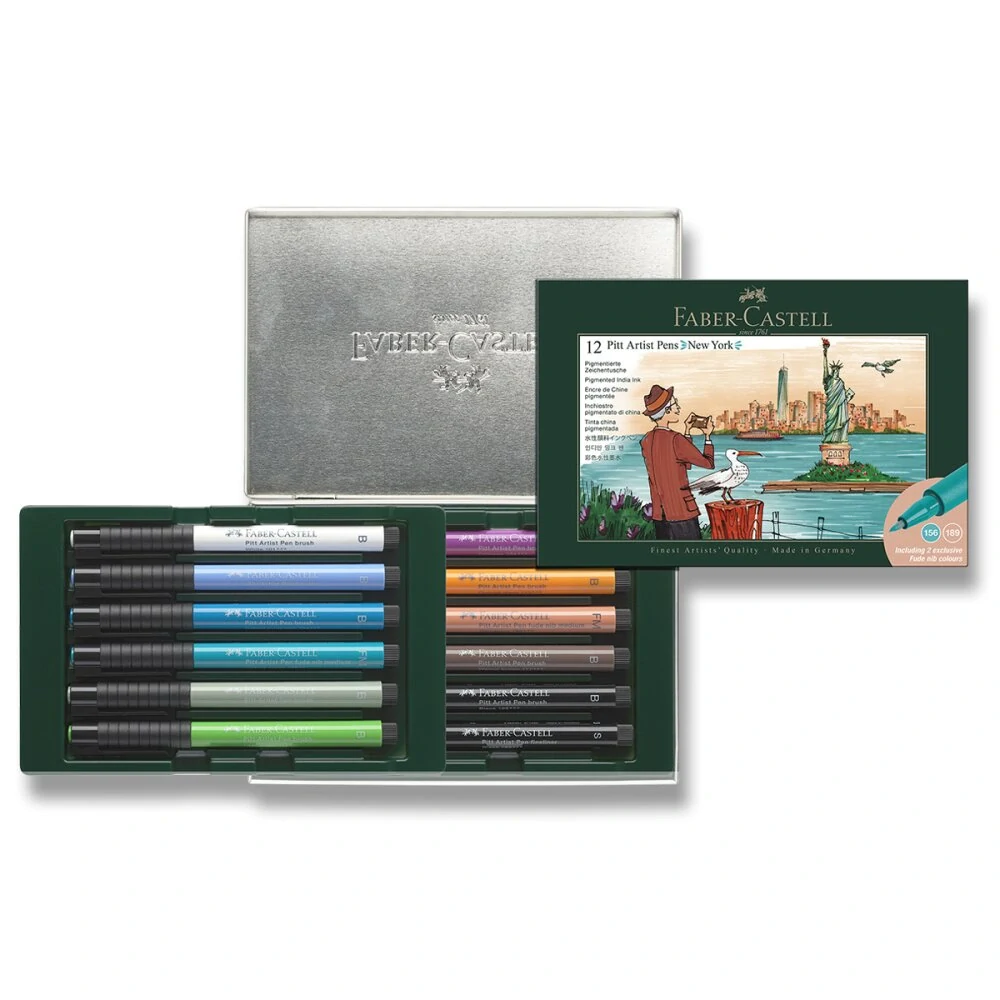 Popisovače Faber-Castell Pitt Artist Pen New York - 12 ks
