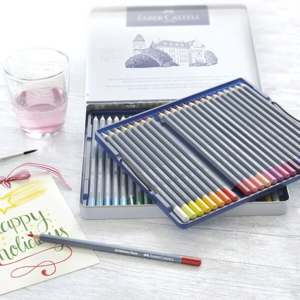 Akvarelové pastelky Faber-Castell Goldfaber Aqua - plechová krabička, 48 barev