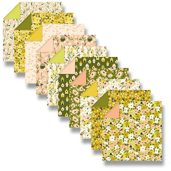Sada papírů Clairefontaine Origami Spring, mix velikostí - 60 listů