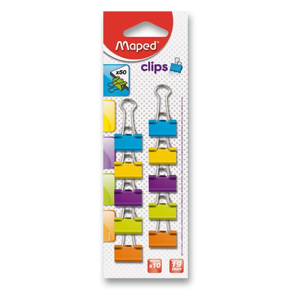 Vázací klipy Maped barevné/černé - 19 mm, 10 ks, blistr