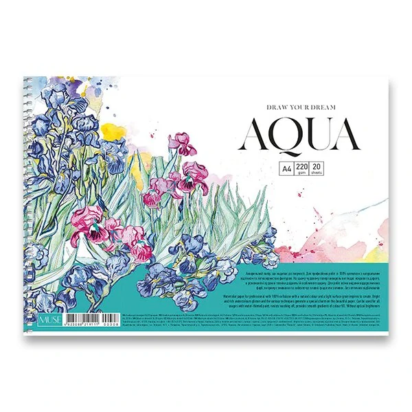 Spirálový náčrtník Shkolyaryk Muse Aquarelle - A4, 20 listů