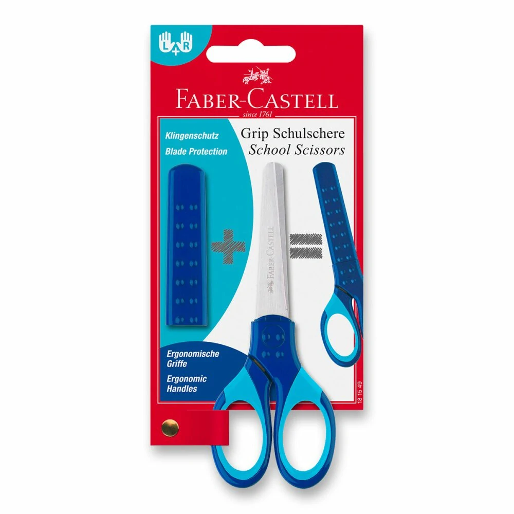 Školní nůžky Faber-Castell, 13 cm, blistr - modré