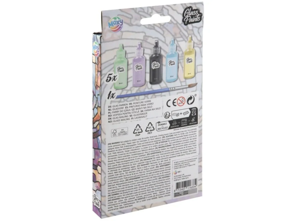 Sada barev na sklo se štětcem 5x22ml