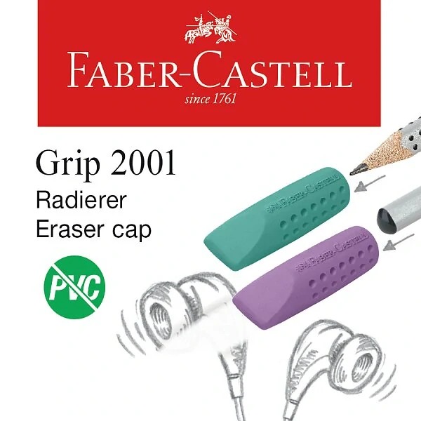 Pryž Faber-Castell a chránič Grip 2001 RollOn - 2 ks, mix barev