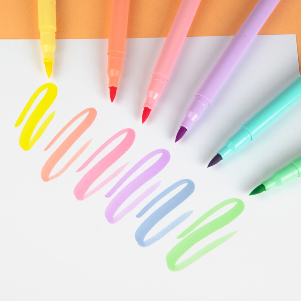 Popisovač Kores Style Brush Marker - Pastel, 6 barev
