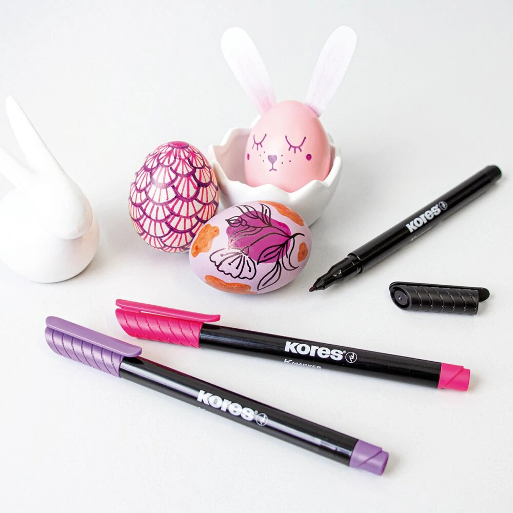 Permanentní popisovač Kores K-Marker - sada 6 barev, tenký hrot M