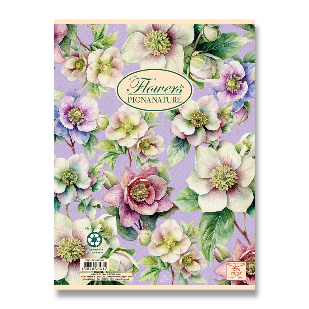 Kroužkový blok Pigna Nature Flowers - A5, linkovaný, 60 listů