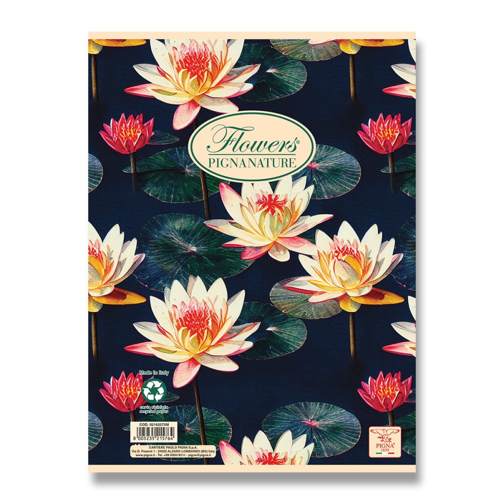 Kroužkový blok Pigna Nature Flowers - A4, čtverečkovaný, 60 listů