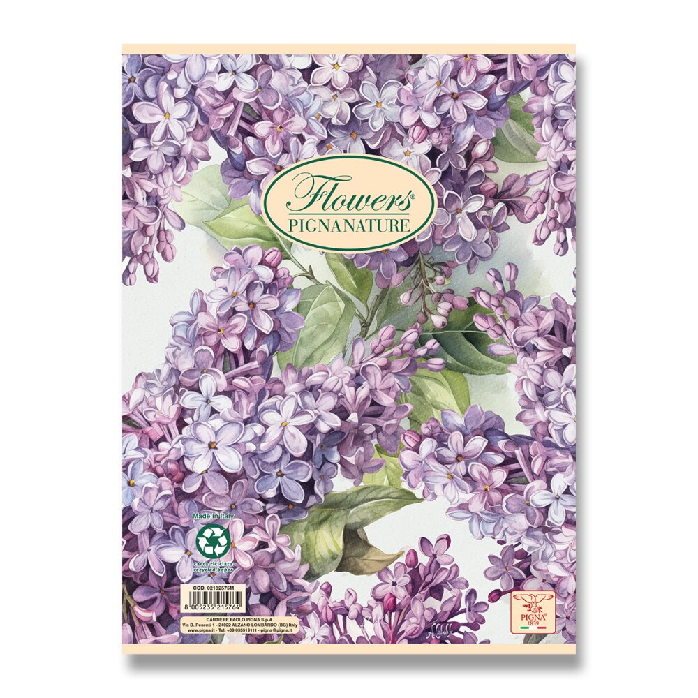 Kroužkový blok Pigna Nature Flowers - A4, čtverečkovaný, 60 listů