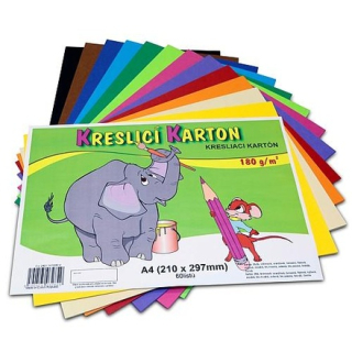 Kreslící karton A4/180g mix 12 barev 60ks  