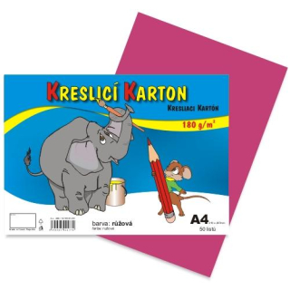 Kreslící karton A4/180g/50ks růžový