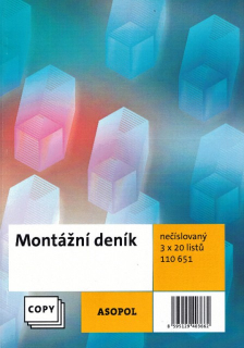 ASOPOL 110651 Montážní deník nečíslovaný velky 3x20listů samopropisovací 