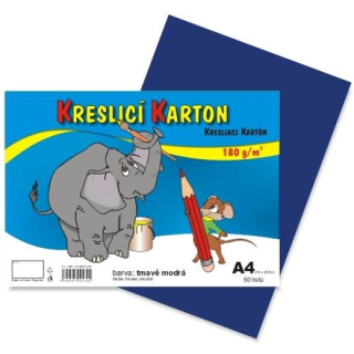 Kreslící karton A4/180g/50ks tmavě modrý 
