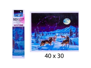 Diamantový obrázek - Vlci v zimě 30x40cm