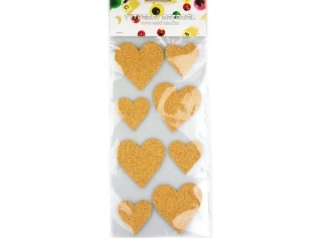 Samolepicí korek - srdce, 8 ks, velikost 6,3 a 4,3cm