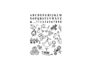 Gelová razítka- Narození dítěte s abecedou a čísly