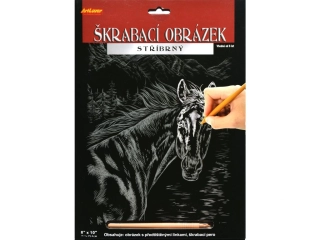 Škrabací obrázek stříbrný - Kůň