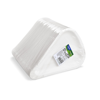 Papírový tácek na pizzu (FSC Mix) trojúhelníkový bílý 26,5 x 20 cm [250 ks]