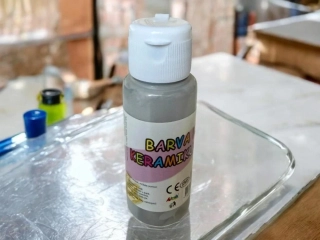 Barva na sklo a keramiku 60ml- stříbrná